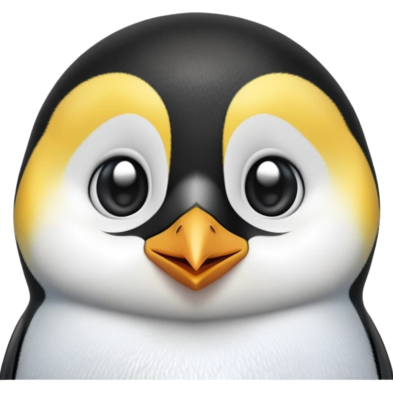 cinematic-cute-emperor-penguin-portrait-emoji,-head-tilted-playfully-and-inquisitively,-with-glossy,-pristine-plumage,-sparkling-eyes-filled-with-curiosity,-simplified-yet-irresistibly-adorable-features, black, large black eyes face, zoomed in emoji