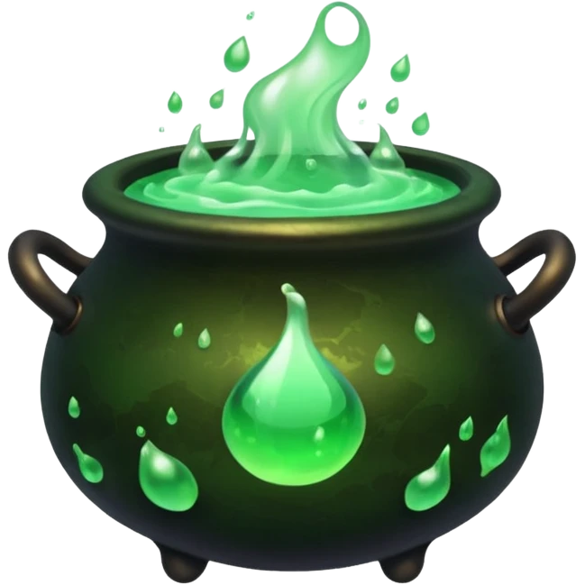 Cauldron – Black pot bubbling green potion. emoji