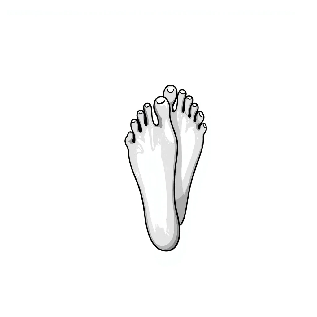 detailed illustration of bare foot soles with white sap sticking to them, realistic drawing emoji