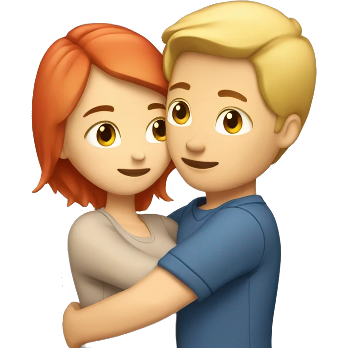 Boyfriend (Bold and Blonde) and Girlfriend (light Brown/ red Hair) hugging  emoji