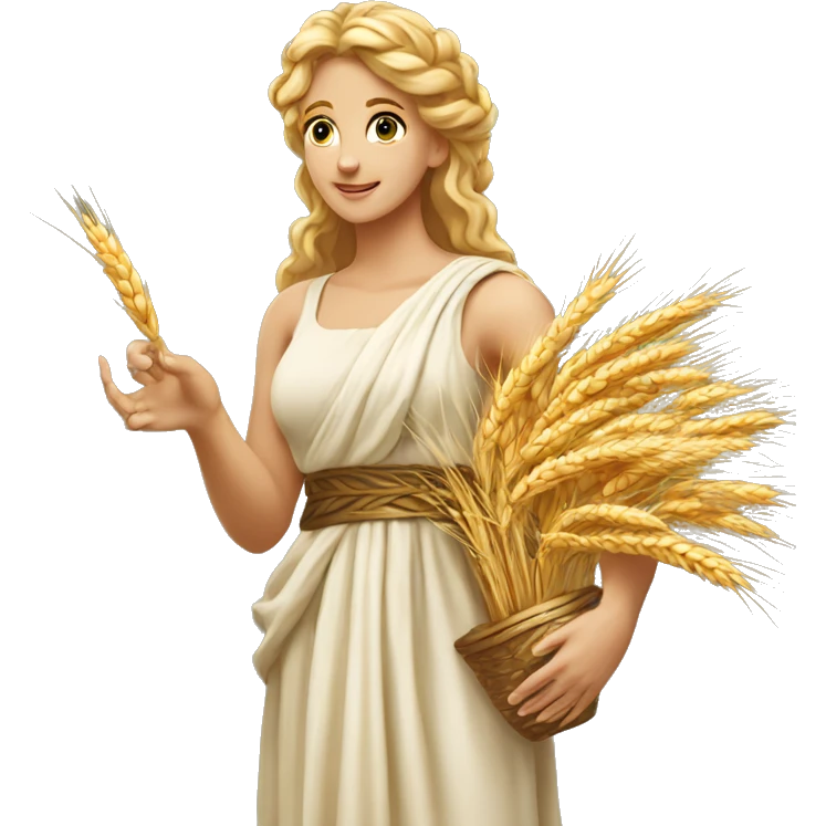 Beautiful long blonde Greek goddess holding wheat renaissance  emoji