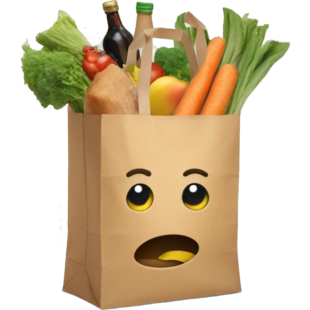 Paper grocery bag full of groceries emoji