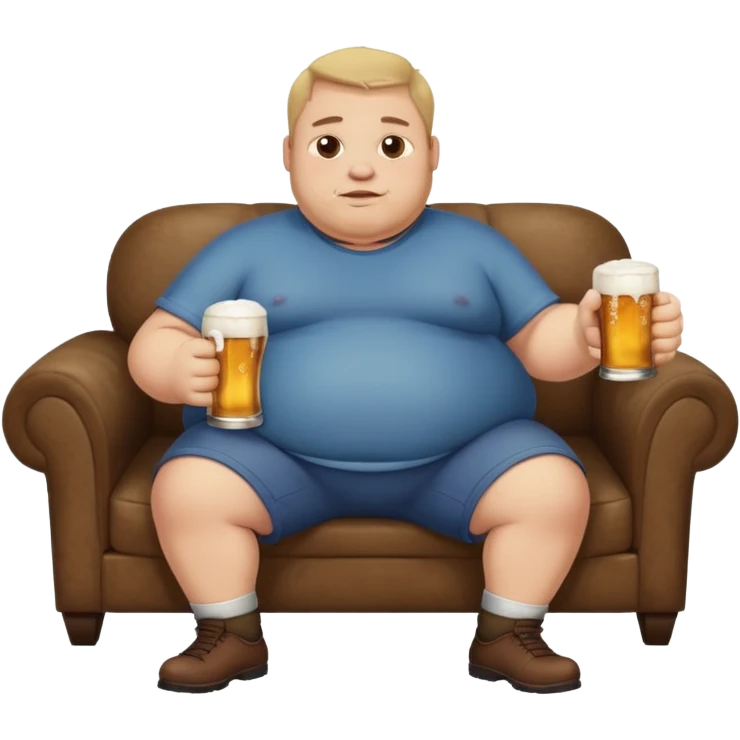 fat guy on couch with beer but very simple that i can use as background emoji