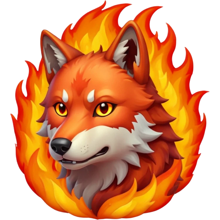 Wolf and fire emoji