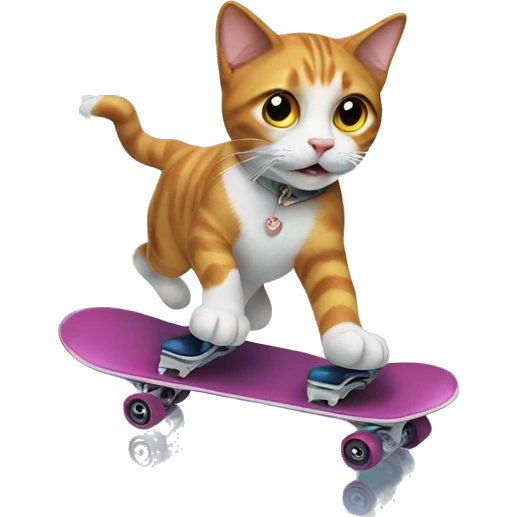 cat running on dog on ice-skates emoji