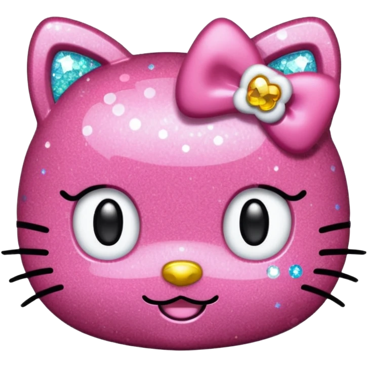 Glittery hello Kitty head emoji