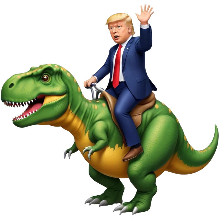 Donald Trump riding t-rex emoji