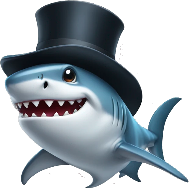 Shark with a top hat emoji