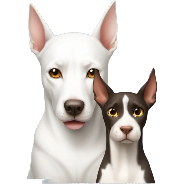 White cat and Doberman  emoji
