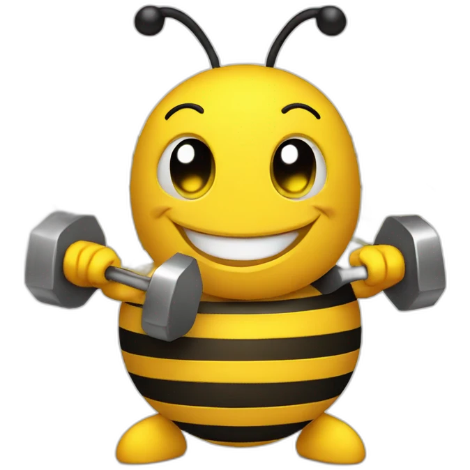 Happy bee with dumbbell emoji