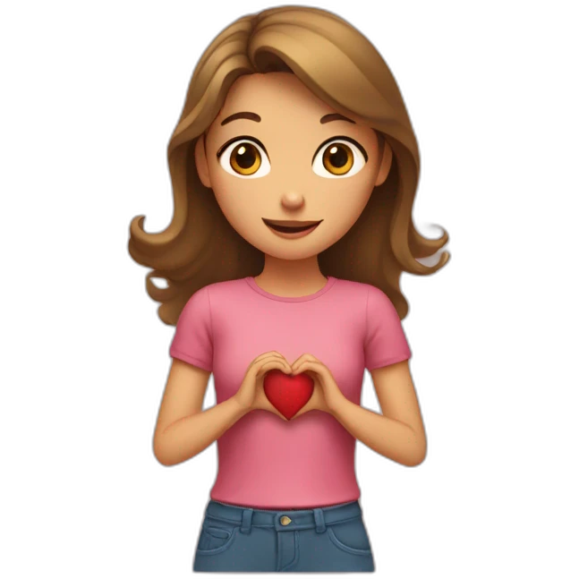 Girl shaping heart with her hands emoji