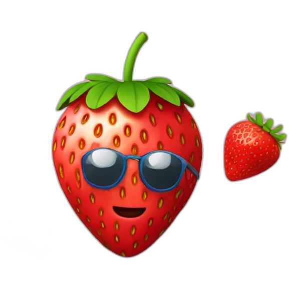 strawberry with a laptop and a cagoule emoji