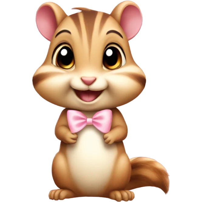 Cute kind Chipmunk with light pink bow emoji