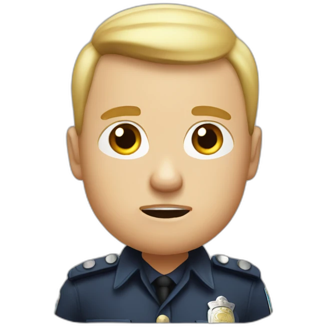 Angry policeman in uniform without a hat and a buzz cut emoji