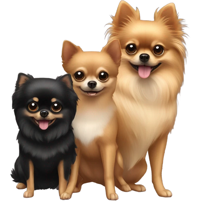 black/tan pomeranian & 2 chihuhuas emoji