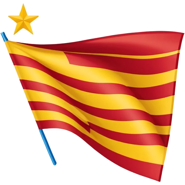 Catalonian estelada flag, extremely simplified, minimal lines and colors, blue triangle, white star, red and yellow stripes, no extra details emoji
