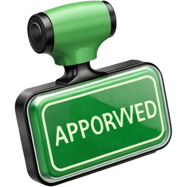 approval ink stamp in green, It needs to say the words "Approved"  emoji