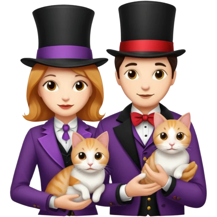 magician couple and their pet cat emoji