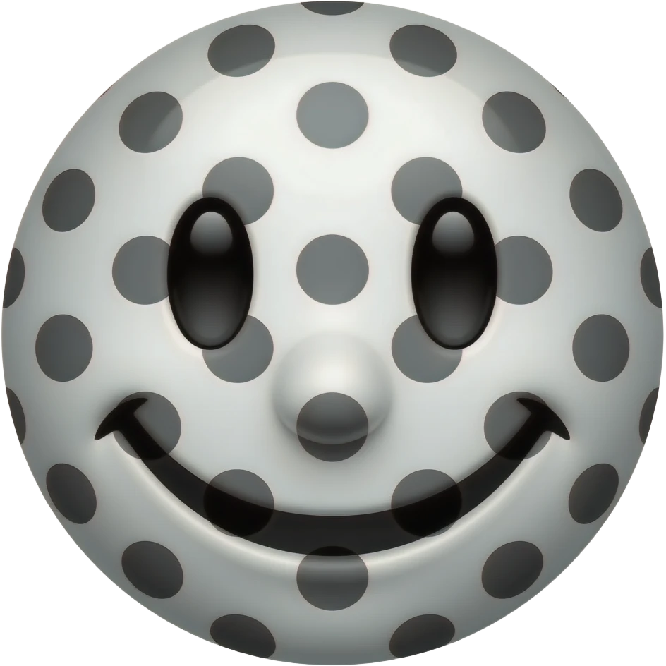 Smiley face but with polka dotted covers the whole emoji but the face emoji