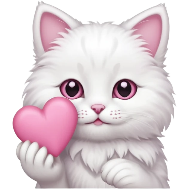 white cat hands holding a pink heart emoji