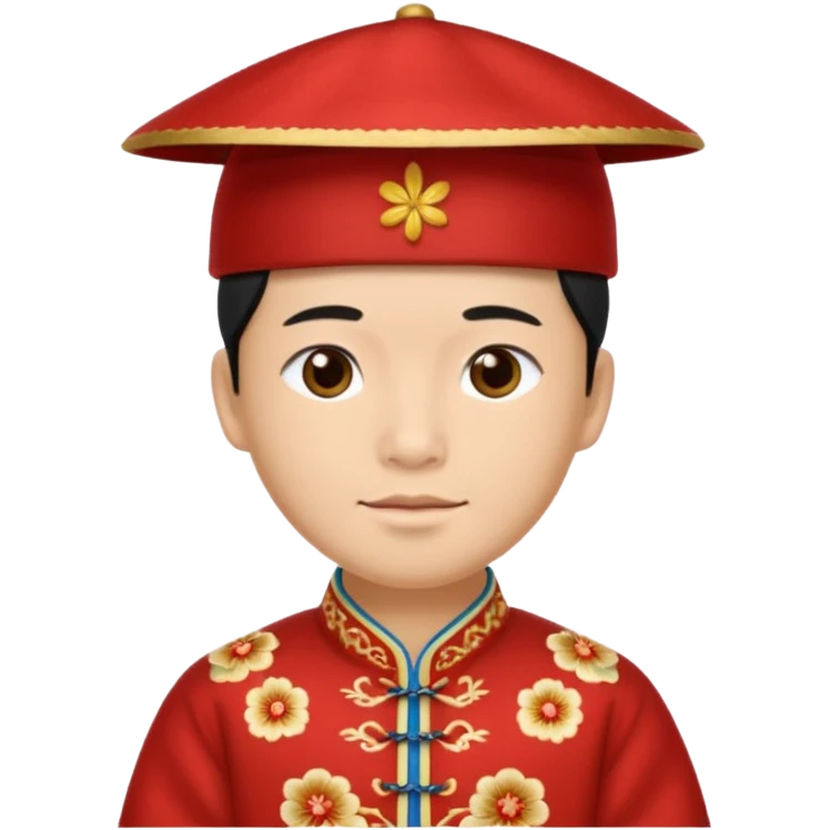chinese male in 1800s, with chinese hat emoji
