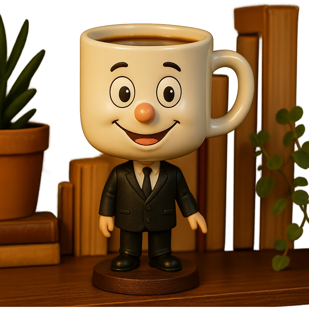 coffee cup with face emoji