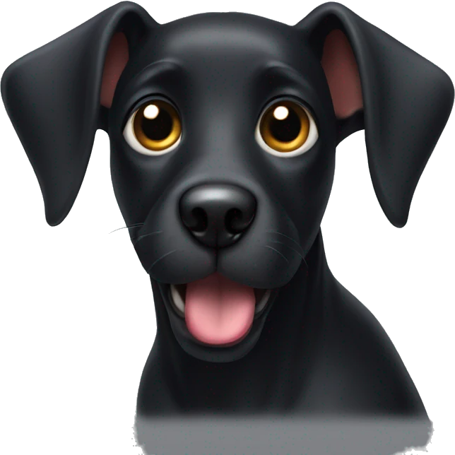 black dog with pointed ears tongue out emoji