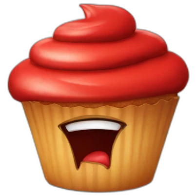 Angry red cupcake emoji