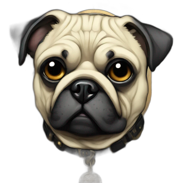 A cyberpunk pug in Art Nouveau style during 1910 emoji