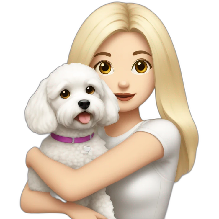 Blondie girl with bichon frise emoji