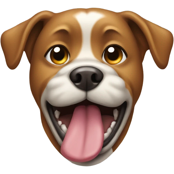 A dog pooping  with its eyes crossed and tongue out  emoji