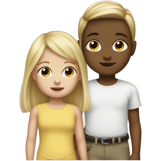 Blonde Girl with brunette baby brother emoji