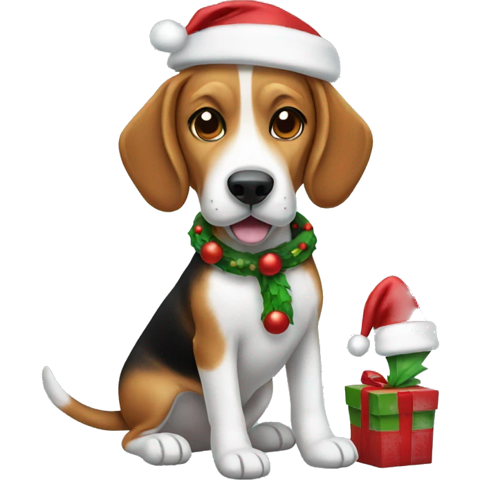 beagle with a christmas clothes  emoji