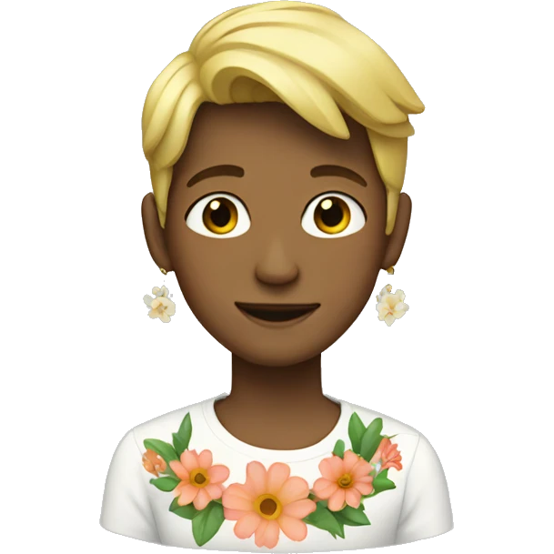 blonde boy with earrings and flowers emoji