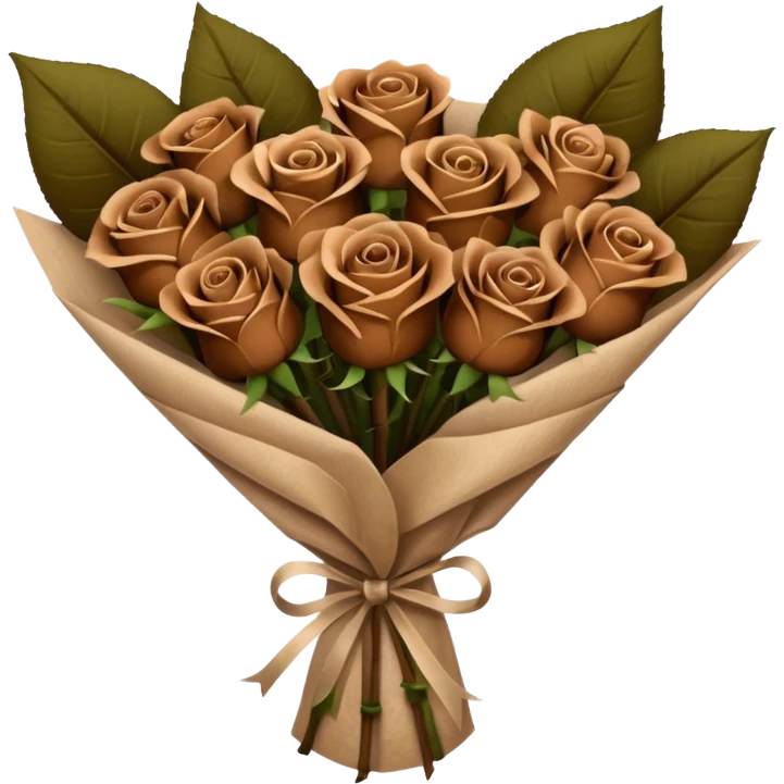 Bouquet of brown roses in a paper package emoji