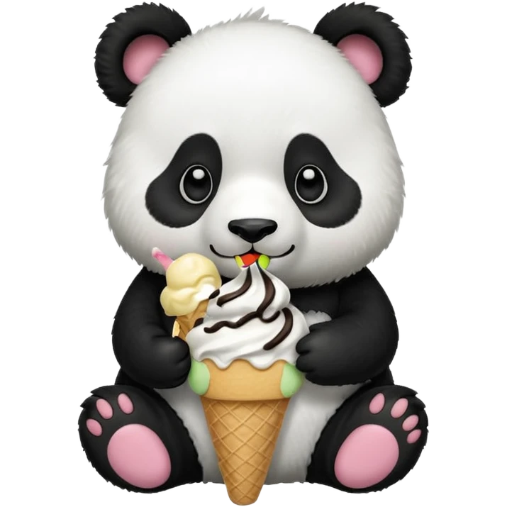 Panda eating ice cream emoji
