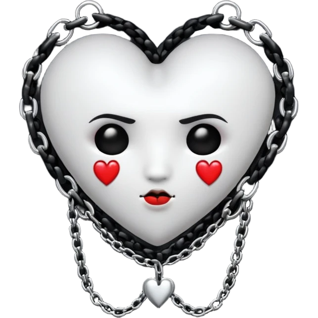 white goth heart with black studs or chains emoji