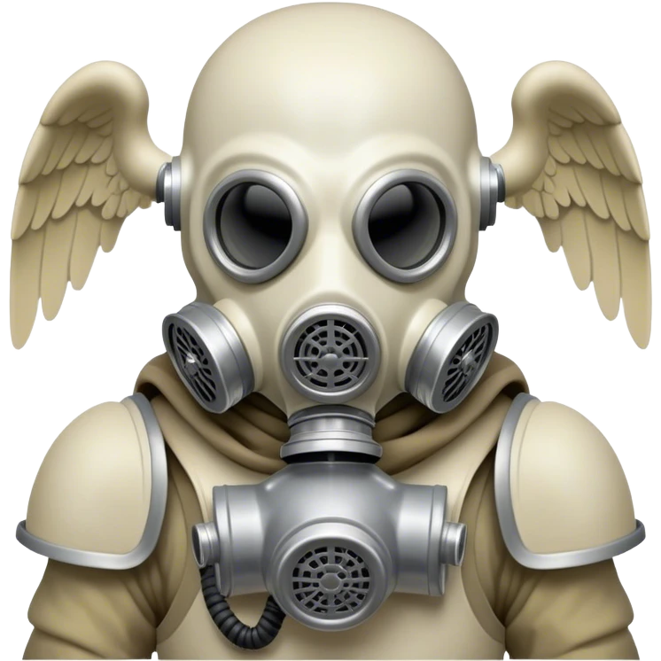 analogue horror faceless angelic monster in gas mask emoji