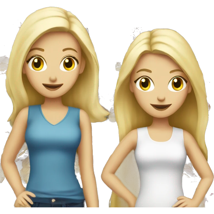 Two blonde white girls shopping emoji