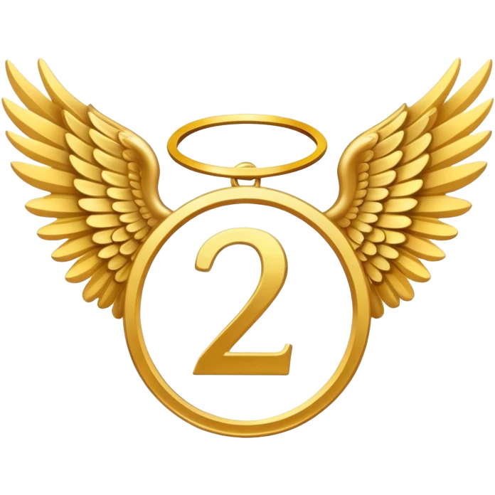 2st place award number decorated with golden angel  wings  emoji