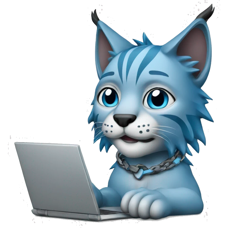 A blue lynx with a laptop emoji