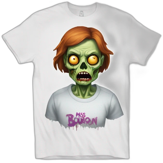 Zombie White a t-shirt with the text "Miss Bourbon". emoji