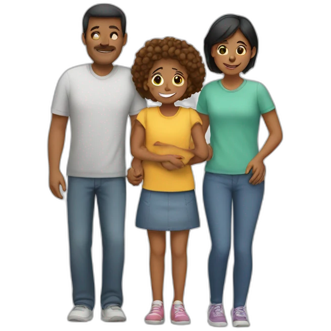 A girl hugs her parents emoji