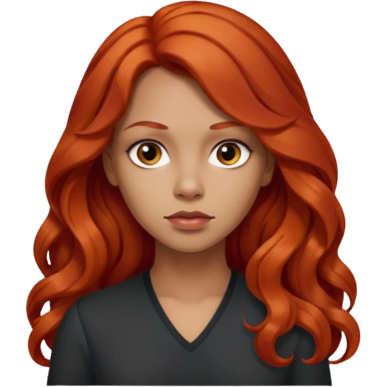 Preta, do cabelo grande ondulado, vermelho, cara de Seria, croped emoji