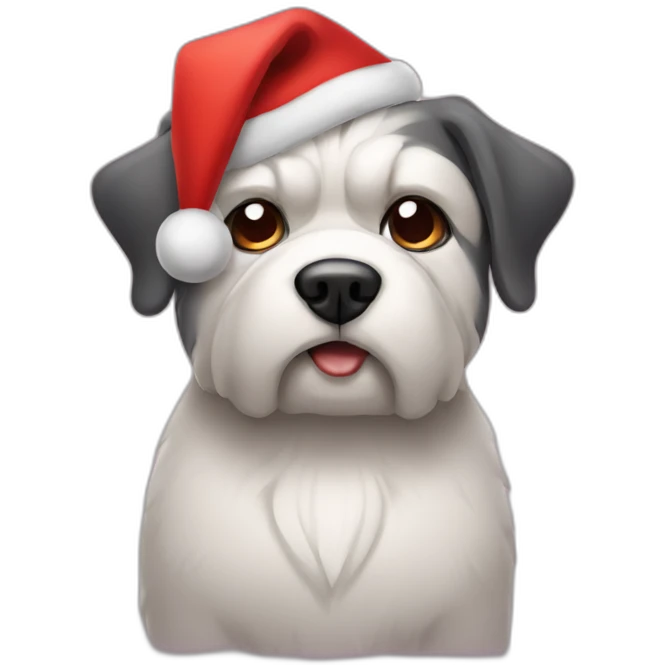 grumpy dog with christmas hat emoji