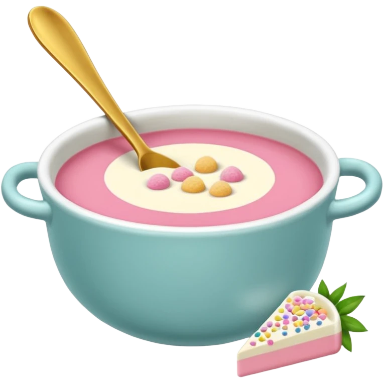 tazita de sopa, pastillas en estilo aesthetic y una camita rosada. emoji