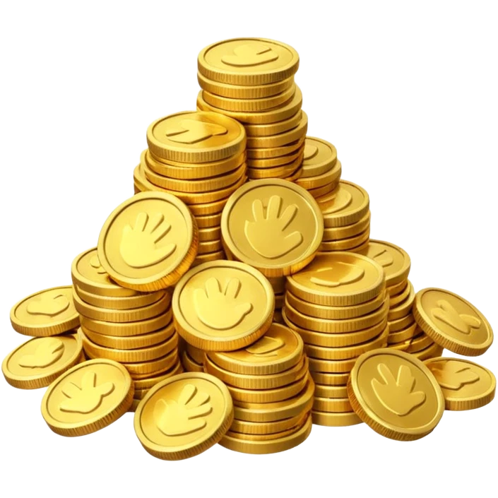 small pile of gold coins, 3D emoji style, shiny gold, no symbols, no text,  emoji