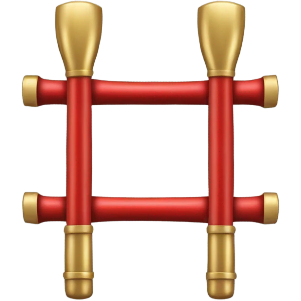 Un bâton en métal rouge, deux sections sont dorées et texturées. emoji
