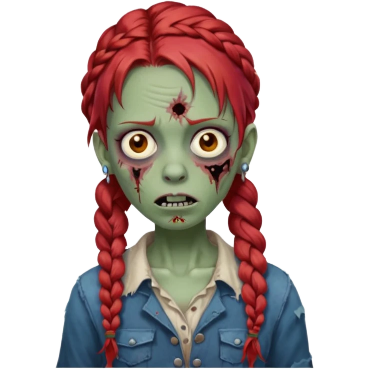 zombie with braided red hair and earrings emoji