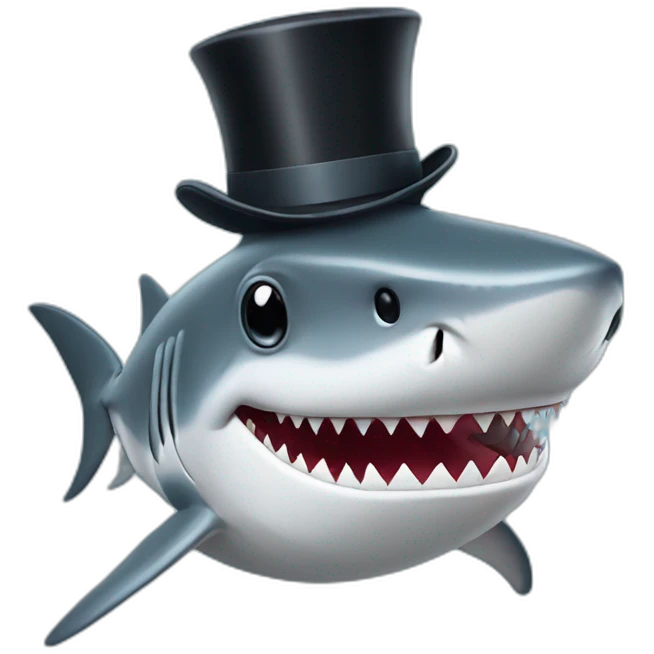 Shark with a top hat emoji